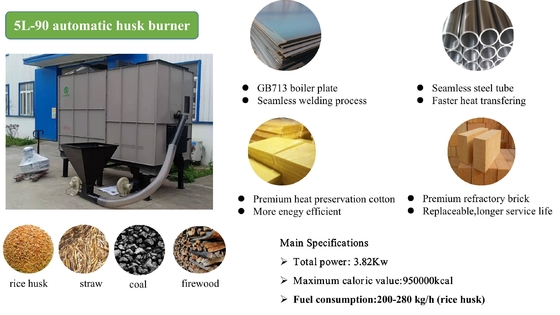 φούρνος φλοιών ρυζιού 650000kcal 180kg/H πριν από την άλεση ρυζιού